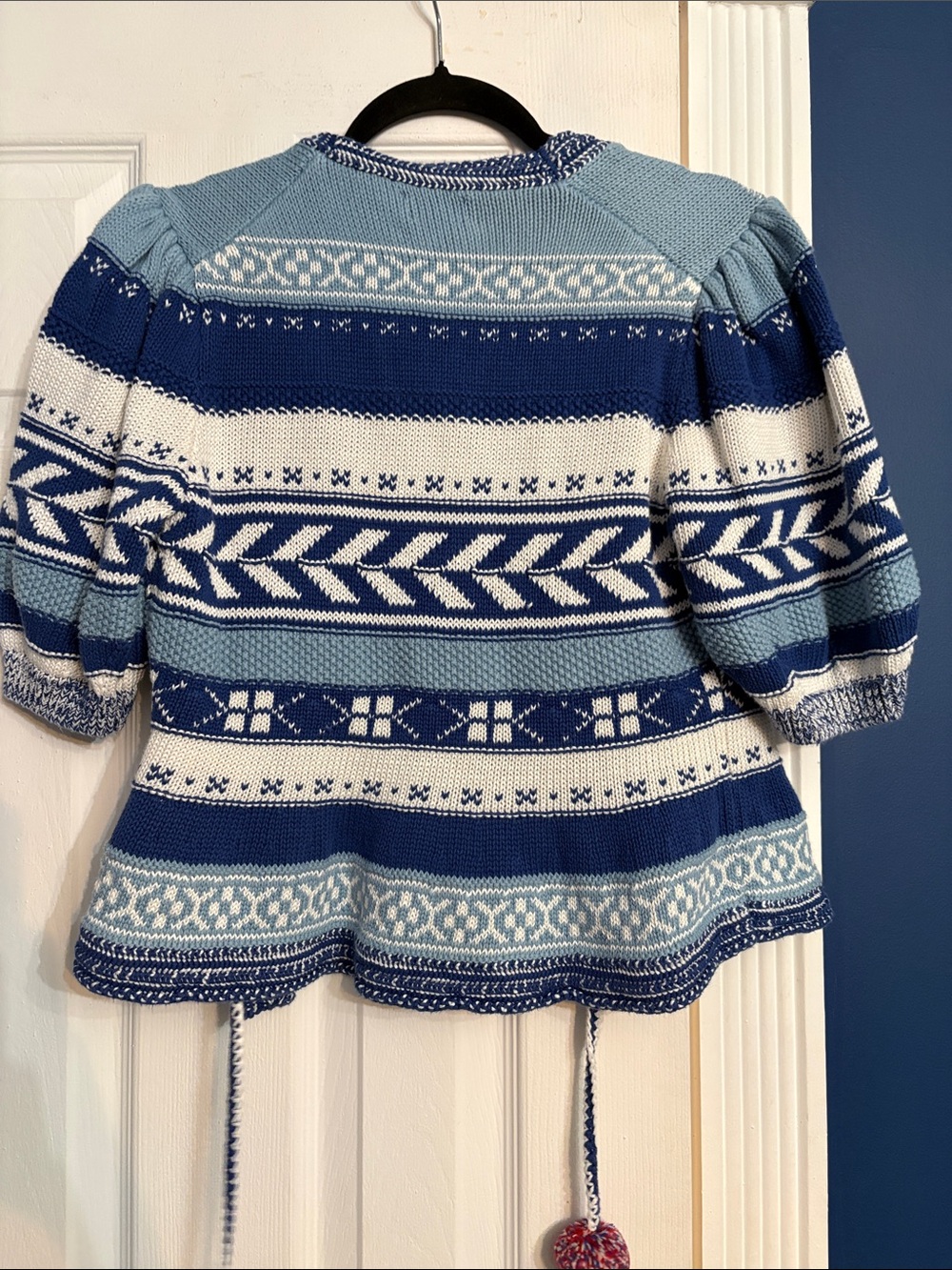 Polo Ralph Lauren Geo-Stripe Pom-Pom Linen-Blend Cardigan - size M - Picture 8 of 8